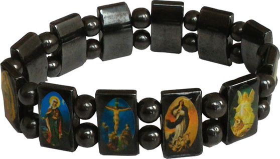 Hematiet armband met heiligen afbeeldingen / Браслет гематитовый