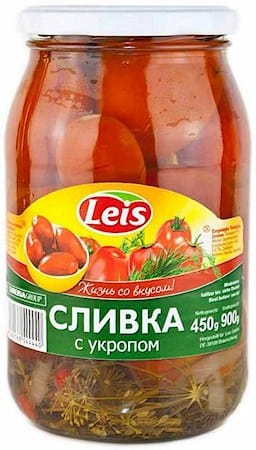 Консервированные помидоры с укропом "Сливка"