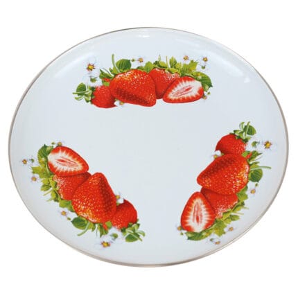 Блюдо круглое эмалированное "Сочная клубника"